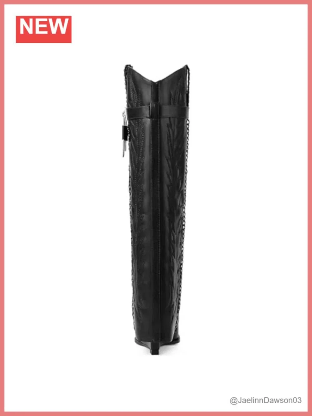 Faux Leather & Denim Fold Over Knee High Western Embroidered Wedge Heel Boots
